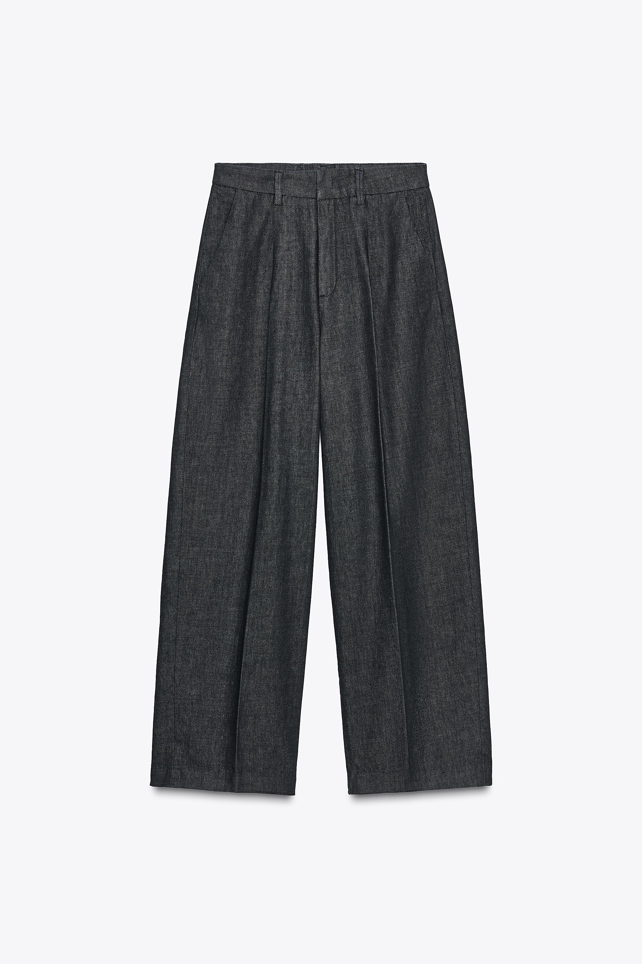 ZW COLLECTION PLEATED DENIM PANTS - Blue | ZARA United States