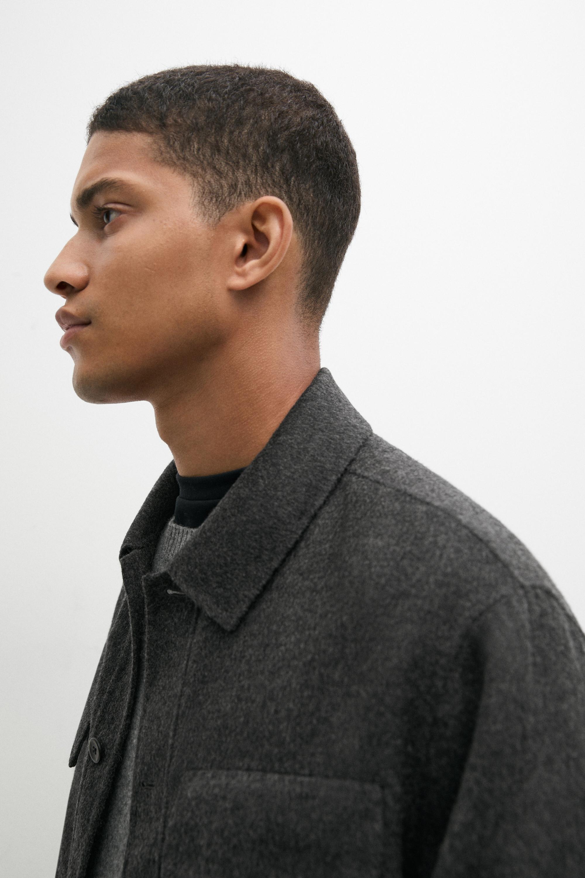 Wool blend overshirt with pocket detail