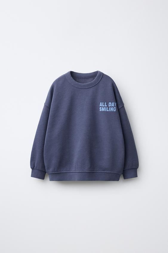 SLOGAN PRINT SWEATSHIRT - Mid-blue by Zara - Image 0