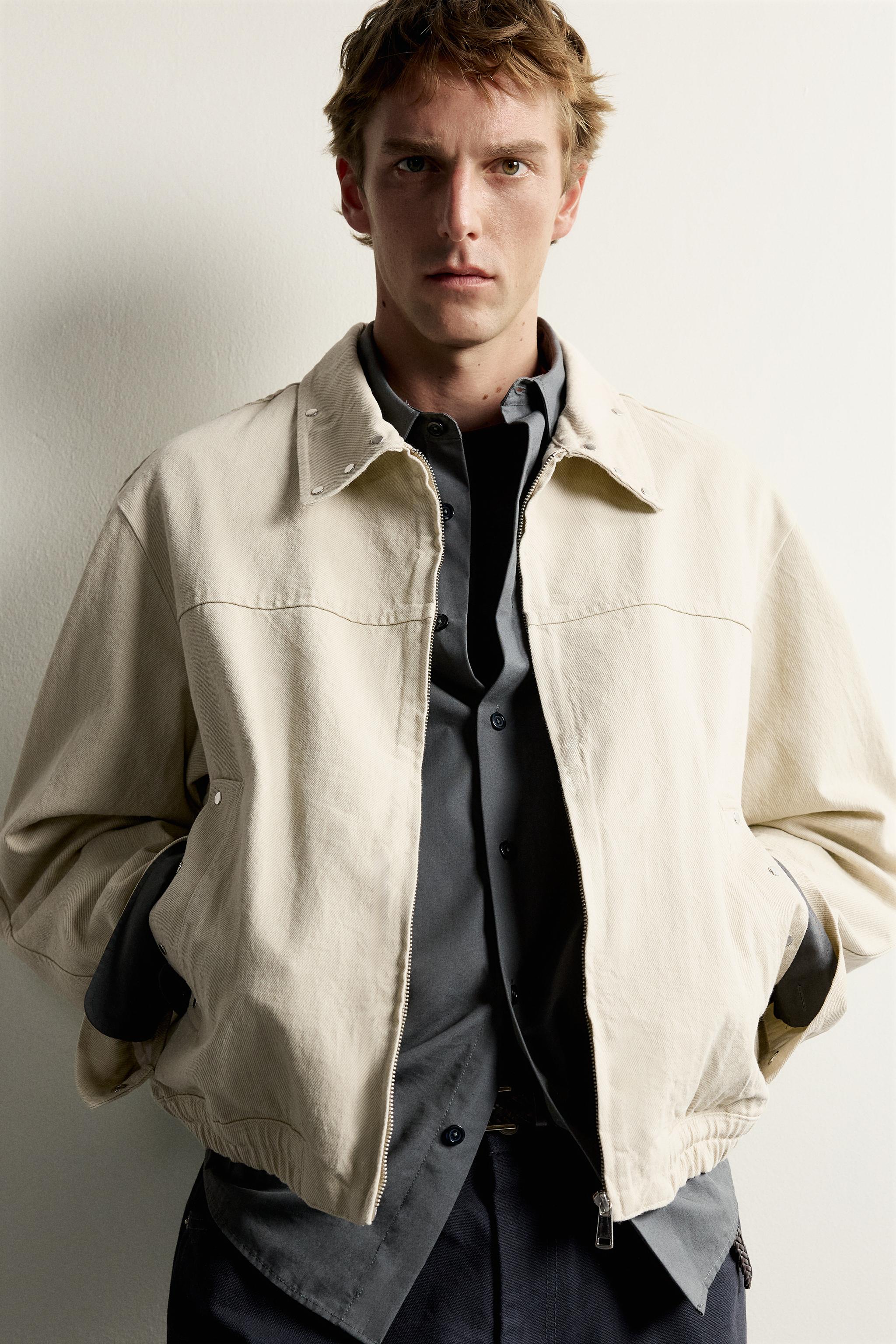 Мужские куртки Zara RELAXED FIT STUDDED JACKET — фото 5