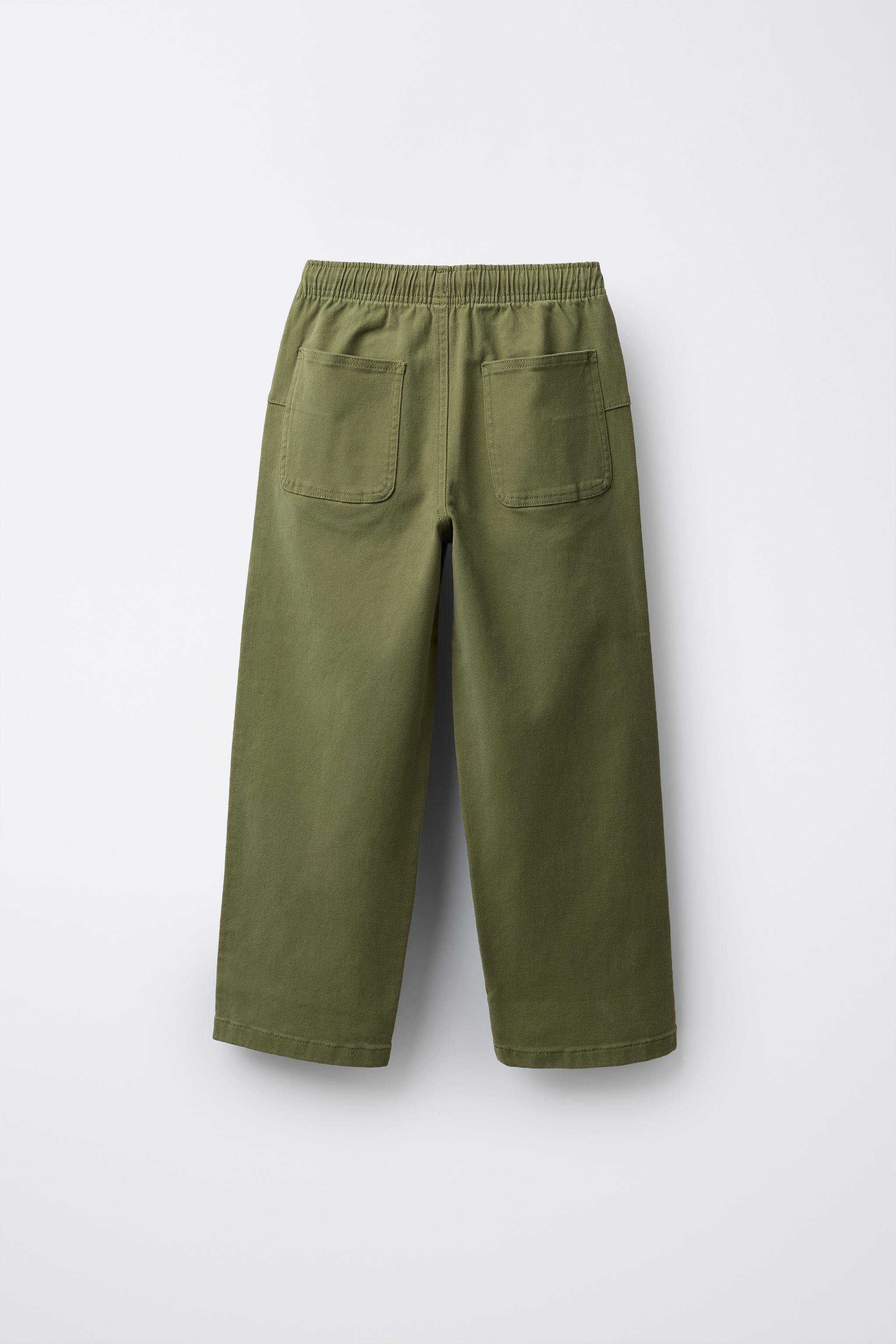 STRAIGHT LEG PANTS WITH LABEL - Greenish | ZARA Canada