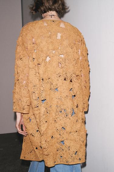 OPEN MACRAMÉ COAT - Orange by Zara
