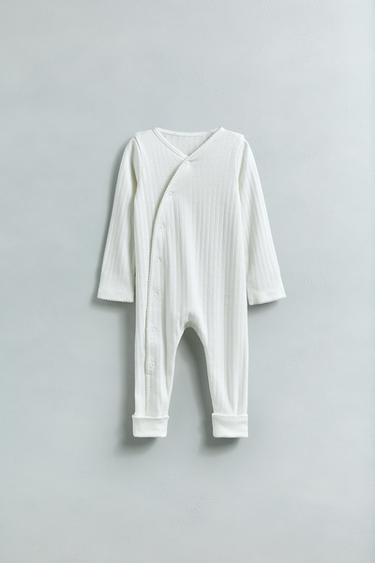 POINTELLE SLEEPSUIT WITH CONVERTIBLE FOOT - Oyster-white by Zara - Image 9