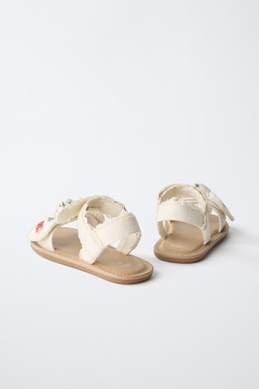 EMBROIDERED SANDALS - Ecru White by Zara - Image 5