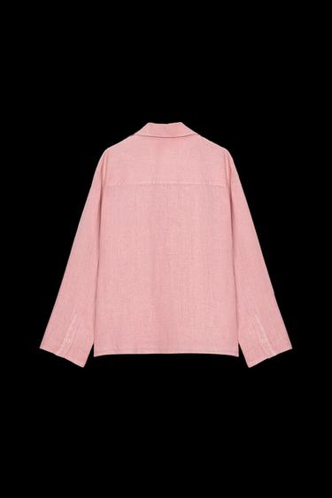 ZW COLLECTION 100% LINEN SHIRT - Pink by Zara