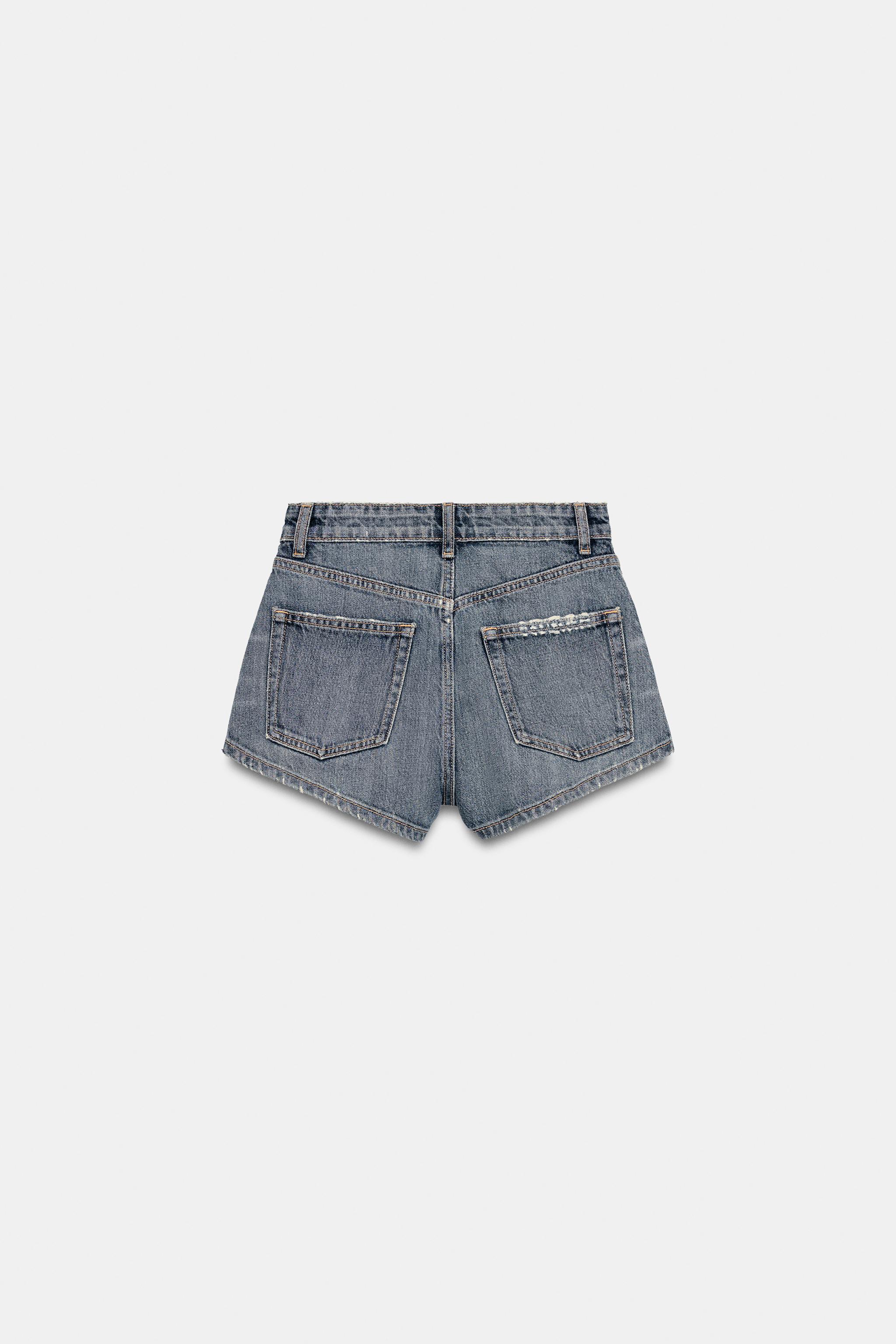 TRF CURVED HIGH-WAIST MINI DENIM SHORTS