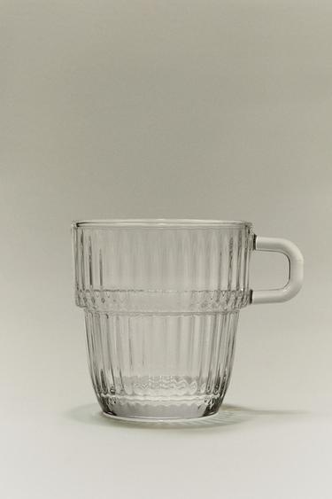 GLASS CUP WITH RAISED DESIGN - Transparent by Zara