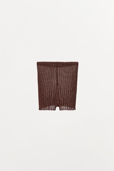 CULOTTE EN MAILLE FINE PLISSÉE - Marron de Zara - Image 6