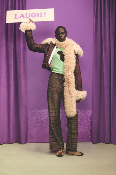 CHECKED FLARE FIT TROUSERS HARRY LAMBERT FOR ZARA X DISNEY - Khaki by Zara - Image 0