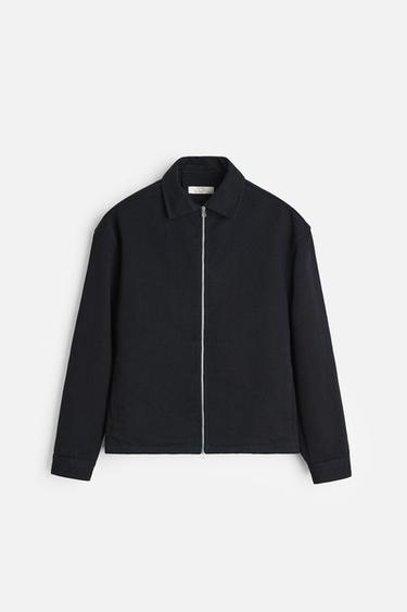 DENIM OVERSHIRT WITH ZIP - Dark navy by Zara