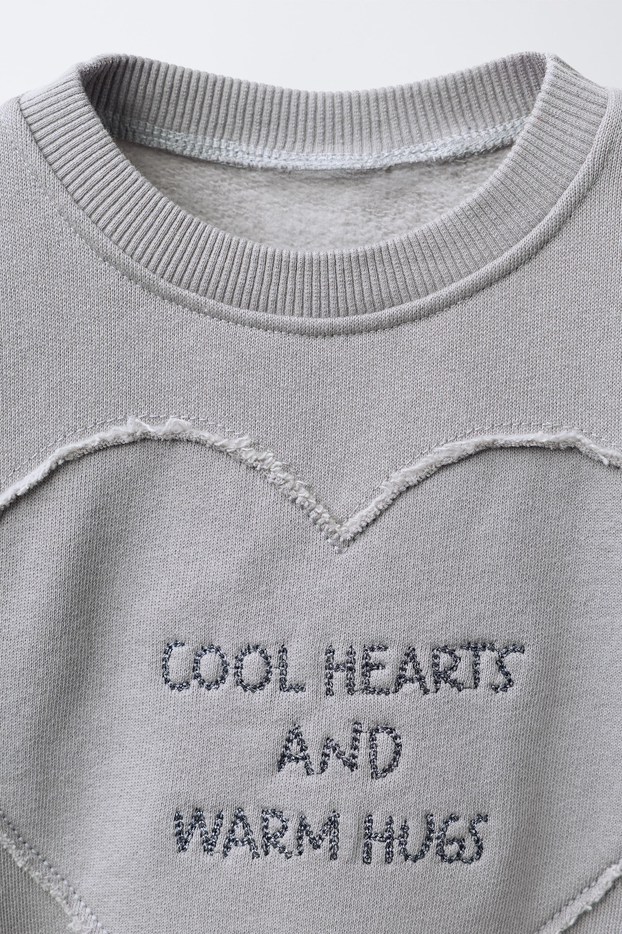 EMBROIDERED HEART TEXT SWEATSHIRT