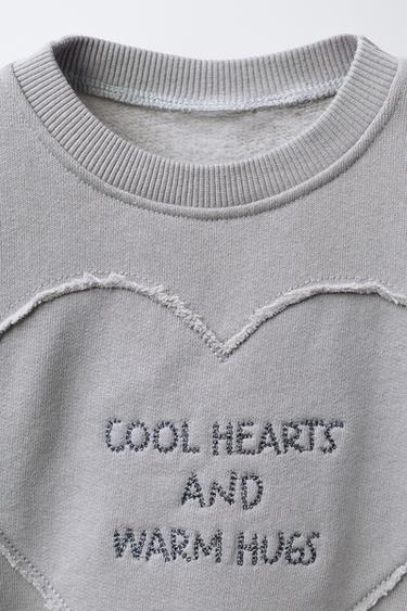 SWEAT CŒUR À INSCRIPTION BRODÉE - Gris moyen de Zara - Image 2
