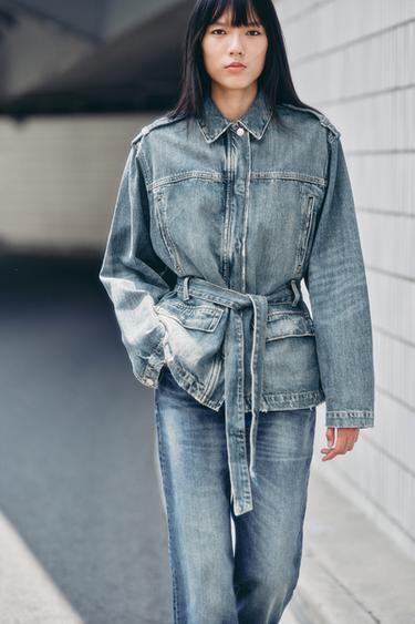 Zara TRF 牛仔長外套 - 藍色