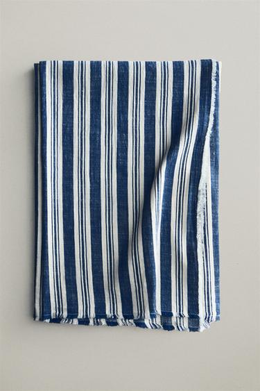 STRIPED COTTON THROW - Blue by Zara - Image 5