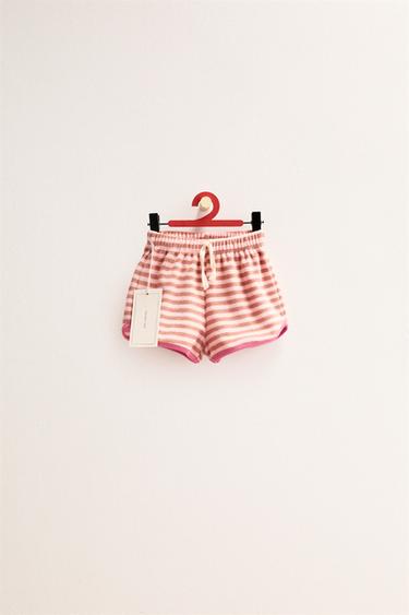 ZARA TIMELESS - ストライプ柄タオル地バミューダパンツキャラメルZaraのZARA TIMELESS - ストライプ柄タオル地バミューダパンツ - キャラメル 