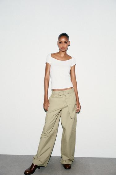 SQUARE NECK T-SHIRT - White by Zara - Image 5