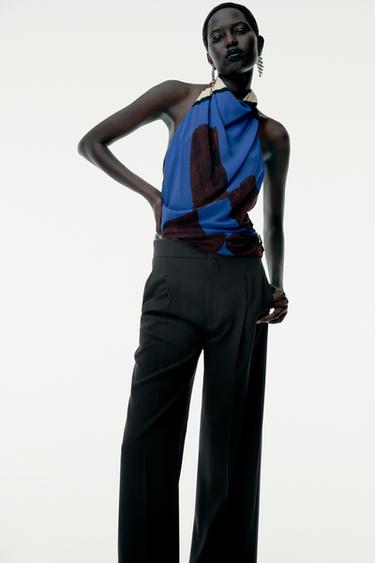 Zara PRINTED HALTER TOP ZW COLLECTION - Printed