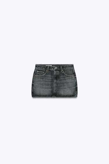 TRF LOW-RISE DENIM MINI SKIRT - Anthracite grey by Zara