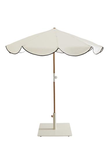 BEACH UMBRELLA WITH CONTRAST EDGE (ø 160CM) - Ecru by Zara