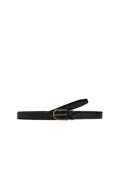 Zara TOPSTITCHED LEATHER BELT AARON LEVINE X ZARA - Black