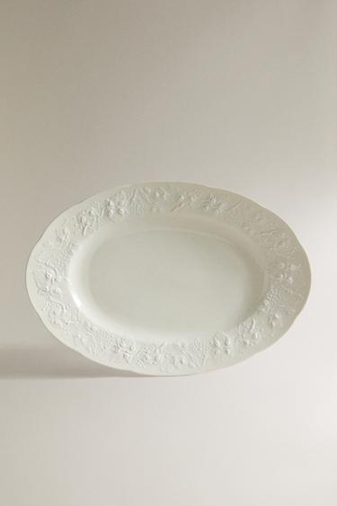 GRAPE PORCELAIN SERVING DISH - Cream by Zara