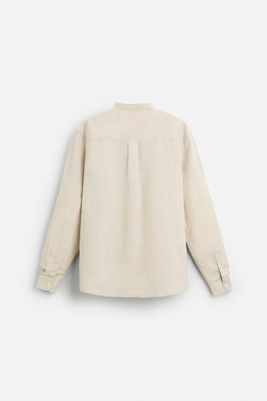CHEMISE EN LIN ET COTON - Beige clair de Zara - Image 7