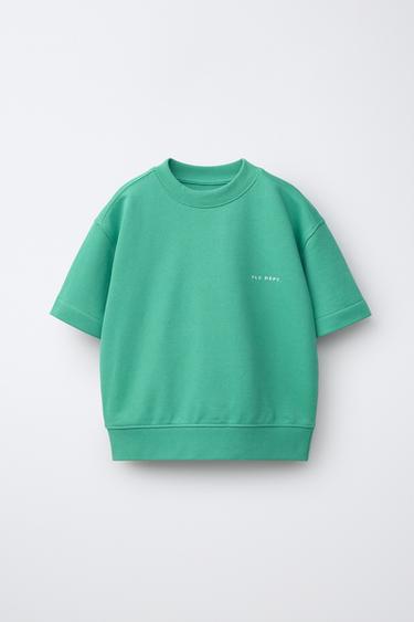 Zara SHORT SLEEVE SWEATSHIRT - Duck blue - Image 0