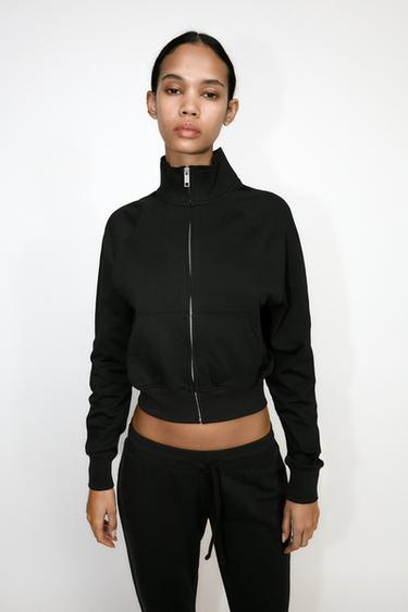 SWEATSHIRT WITH ZIP - Black by Zara - Image 0
