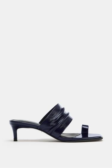LEATHER STRAP SANDALS - Navy Blue by Zara