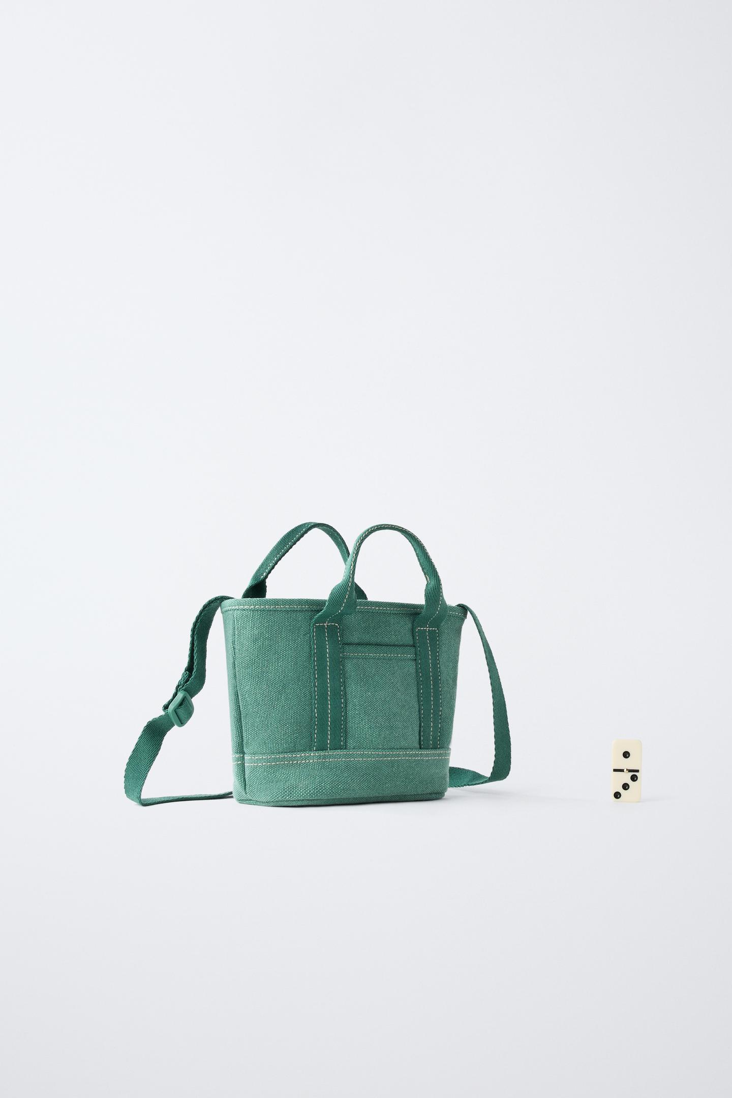 Детская сумка Zara Mini Shopper, цвет: Зелёный — фото 6