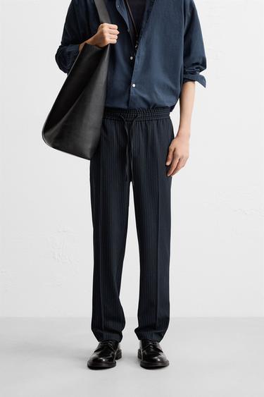 COMFORT FIT JOGGER WAIST TROUSERS - Stripes by Zara