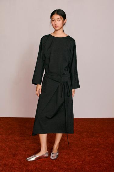 CRINKLE EFFECT WRAP DRESS CREATED BY CARAMEL LONDON X ZARA - Black by Zara