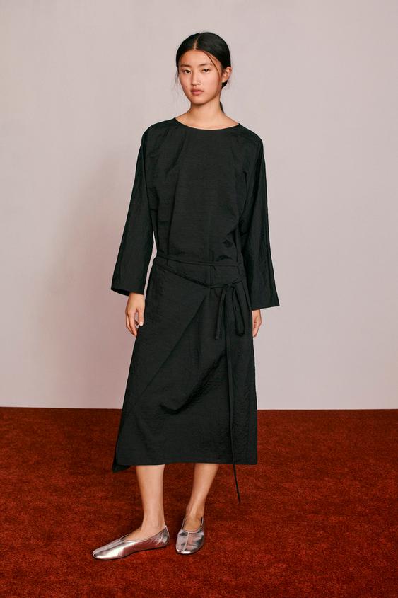 CRINKLE EFFECT WRAP DRESS CREATED BY CARAMEL LONDON X ZARA - Black by Zara - Image 0