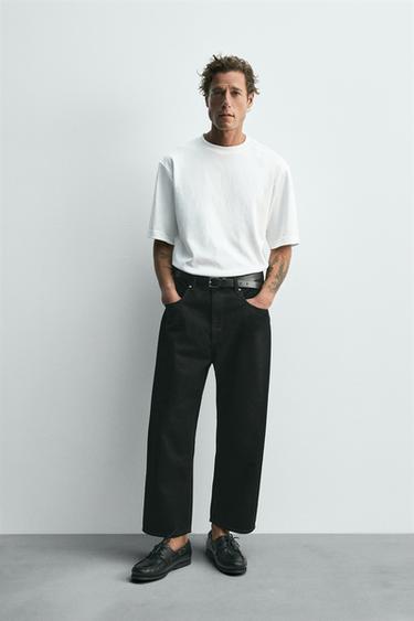 TAPERED WIDE-LEG JEANS - Black by Zara