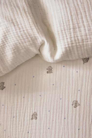 CHILDREN'S MUSLIN ELEPHANT DUVET COVER - Grey by Zara