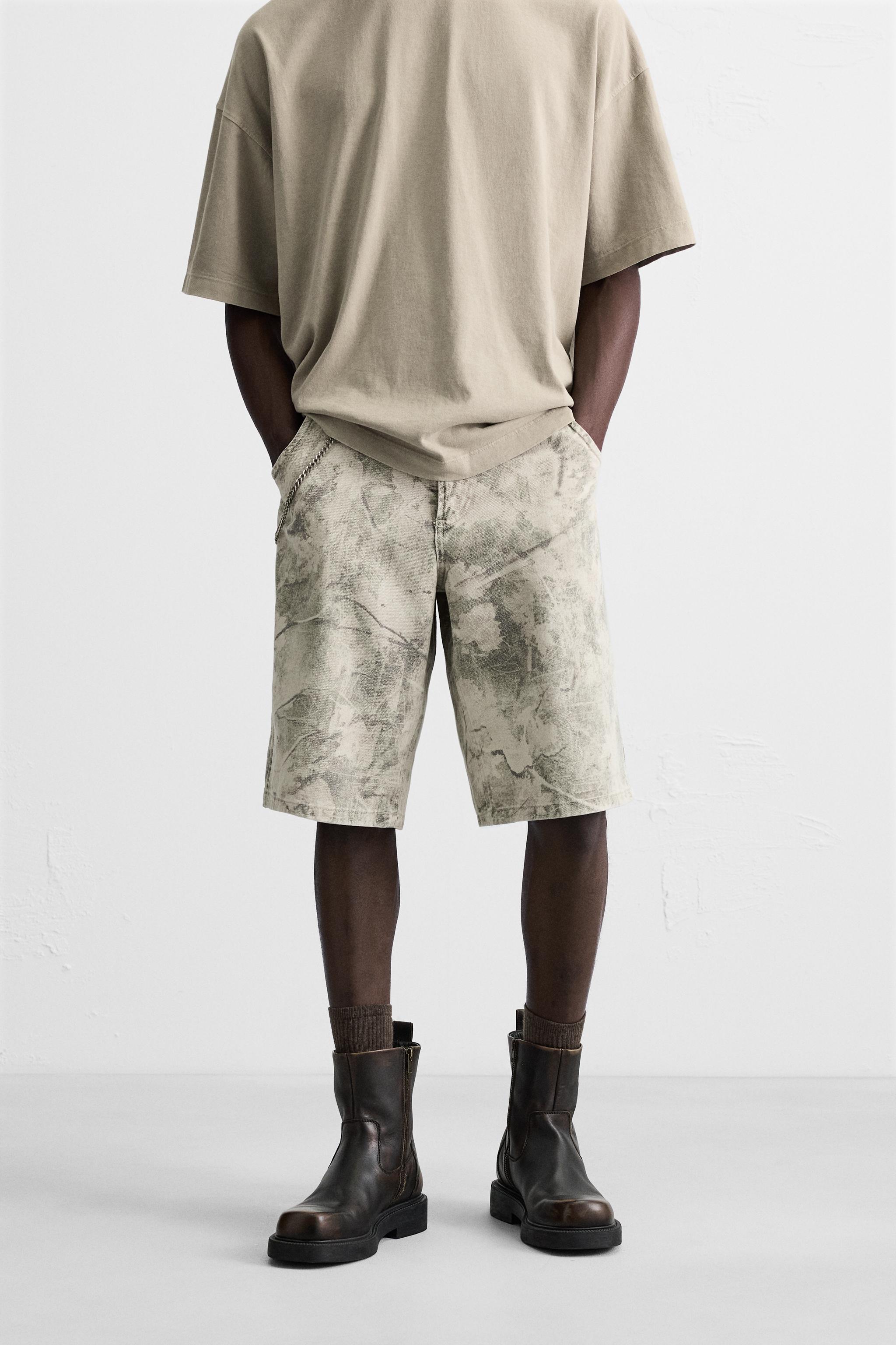 ZARA アニマル柄バミューダパンツ EU40 ハーフパンツ 新品タグ付き ZARA アニマルプリントデニムバミューダパンツ EU40新品タグ付き