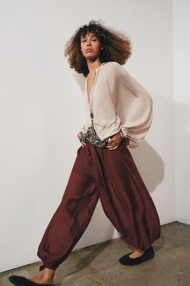 ZW COLLECTION TIE BOMBER TROUSERS - Brick by Zara - Image 0