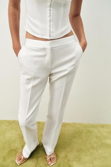 PANTALÓN SMOKING - Blanco roto de Zara