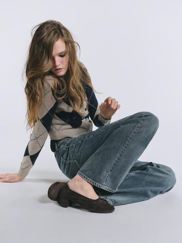 Jean straight flare mid-rise - Bleu moyen de Zara