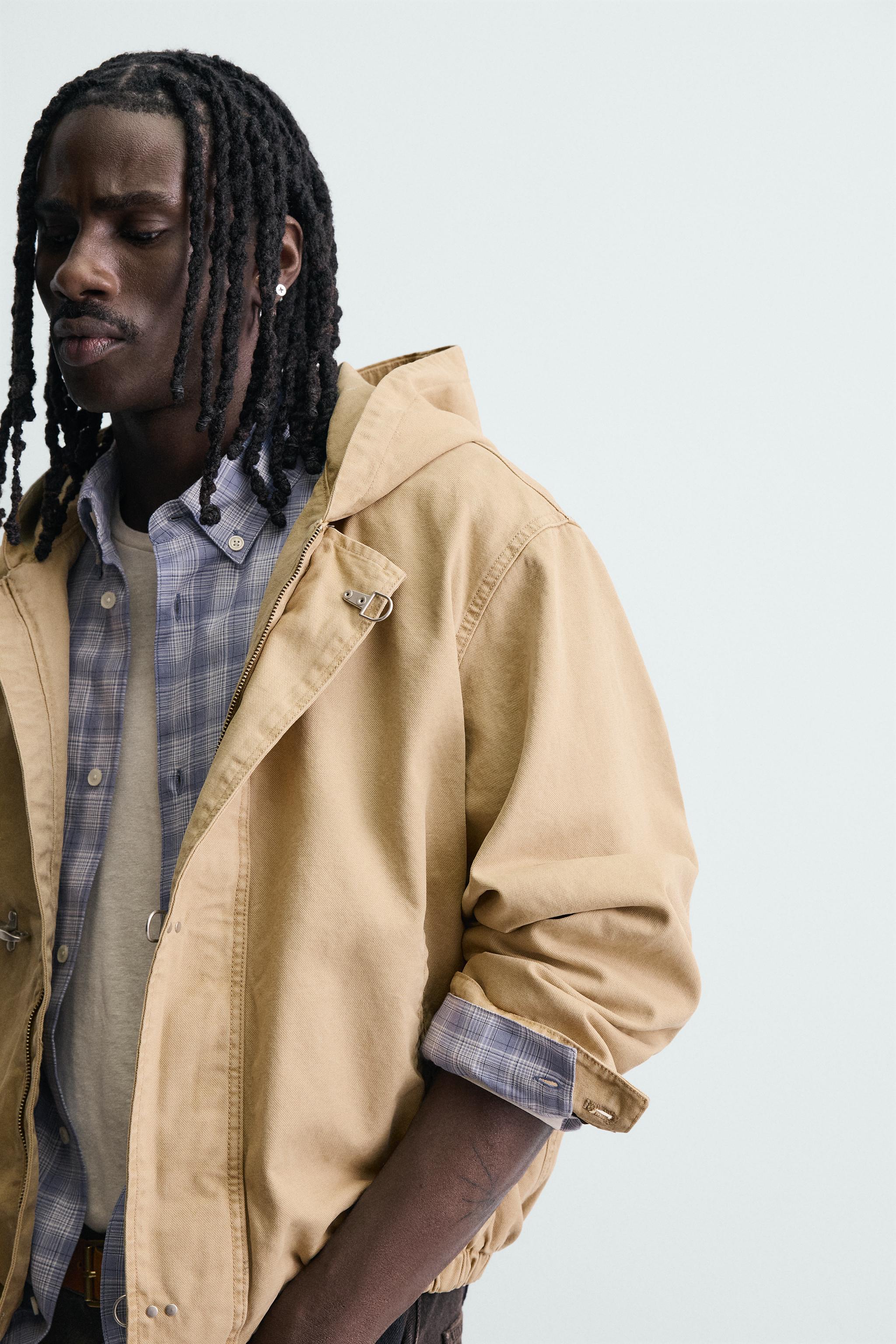 RELAXED FIT HOODED FIREMAN CLASP JACKET - Beige | ZARA United States