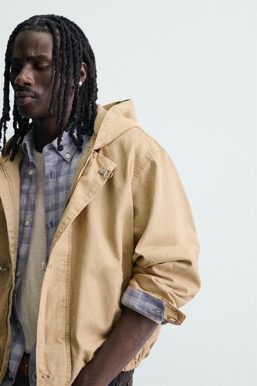 RELAXED FIT HOODED FIREMAN CLASP JACKET - Beige by Zara - Image 5