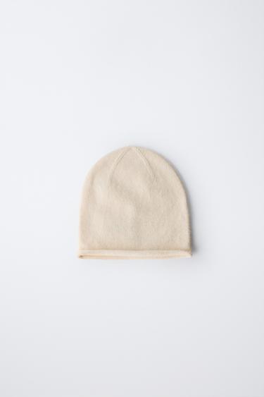 WOOL BLEND KNIT BEANIE - Sand by Zara