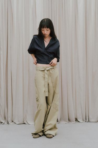 TRF デニム ポロシャツダークインディゴブルーZaraのTRF デニム ポロシャツ - ダークインディゴブルー 