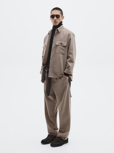 Zara Wool blend overshirt with pockets - LIMITED - Mink