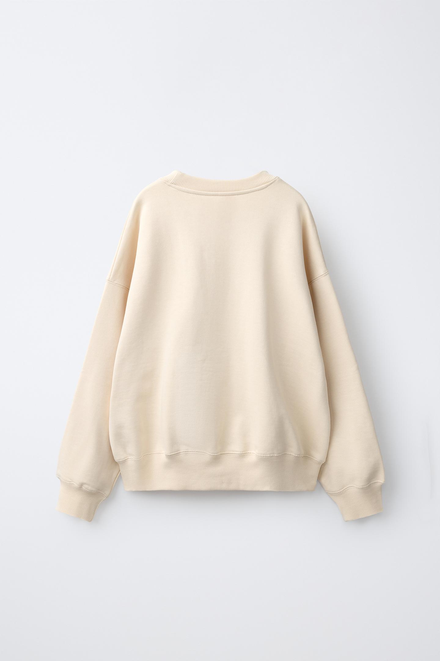 Детский свитшот Zara Heavyweight Plain, цвет: Кремовый — фото 2