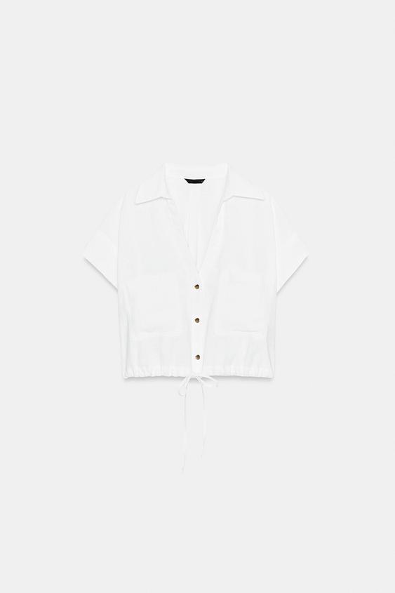 SHORT SHIRT WITH DRAWSTRING - White de Zara - Imagen 0