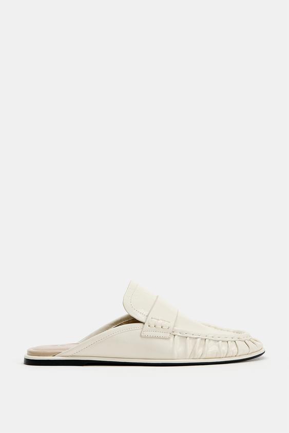 Zara Leather Mule Loafers - Off White - Image 0
