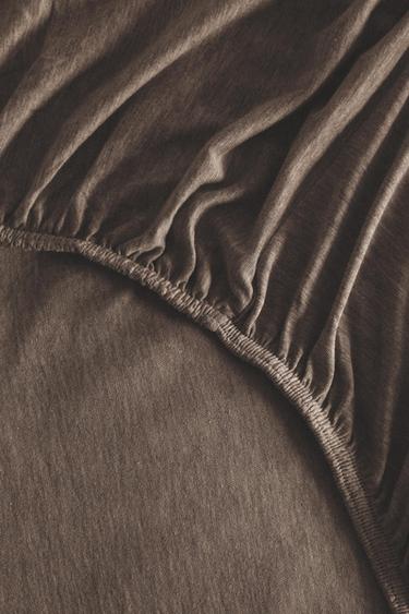 COTTON JERSEY MODAL FITTED SHEET (140GxM²) | 30 CM HEIGHT - Brown by Zara - Image 3