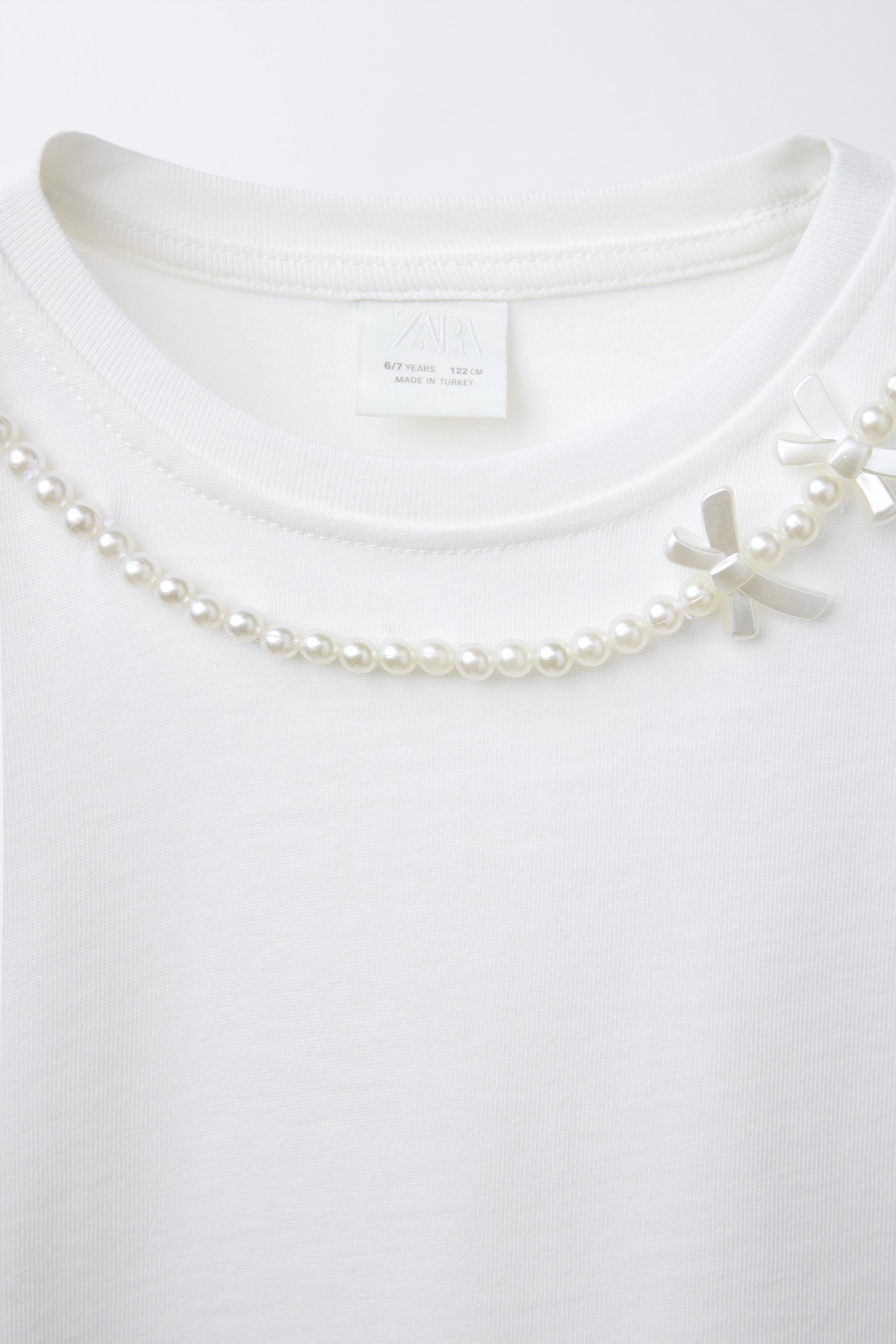 ホワイト Pearl And Jewellery シャツ Beads Embellished Collar White Shirt - Retro, Indie and