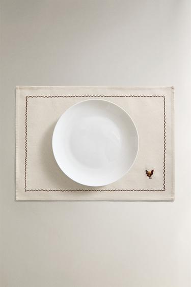COTTON PLACEMAT WITH HEM EMBROIDERY - Brown by Zara - Image 4